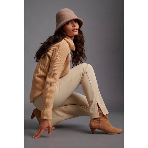 Anthropologie En Saison XS Cream Tailored Slim Bootcut Pants Stretch Neutral - Picture 2 of 6